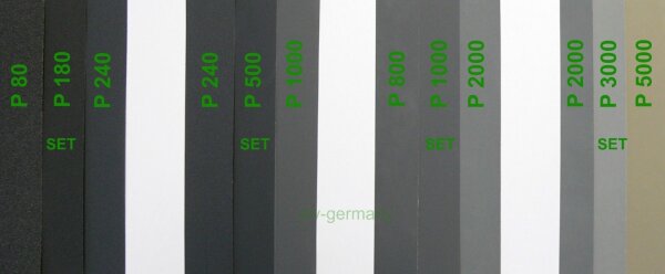 3er SET Schleifpapier wasserfest, 230 mm x 280 mm, Nass-Schleifpapier